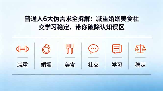付费文章：普通人6大伪需求全拆解：减重婚姻美食社交学习稳定，带你破除认知误区万象阁-VIP网课-网赚项目-创业项目-精品资源-技能教程万象阁