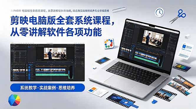 剪映电脑版全套系统课程，从零讲解软件各项功能，结合海量实战案例培养专业剪辑思维万象阁-VIP网课-网赚项目-创业项目-精品资源-技能教程万象阁