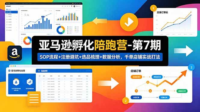 亚马逊孵化陪跑营-第7期：SOP流程+注册避坑+选品梳理+数据分析，千单店铺实战打法万象阁-VIP网课-网赚项目-创业项目-精品资源-技能教程万象阁
