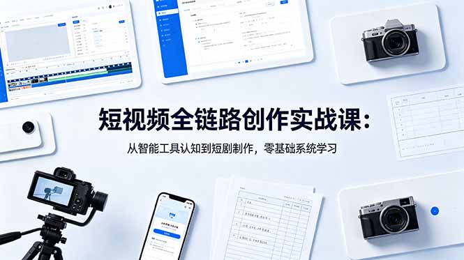 短视频全链路创作实战课：从智能工具认知到短剧制作，零基础系统学习万象阁-VIP网课-网赚项目-创业项目-精品资源-技能教程万象阁