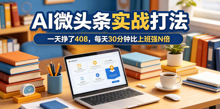 一天挣了408，AI微头条实战打法，每天30分钟比上班强N倍万象阁-VIP网课-网赚项目-创业项目-精品资源-技能教程万象阁