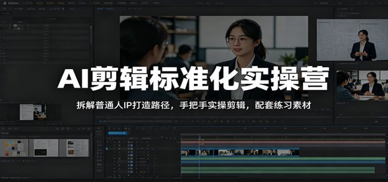 AI剪辑标准化实操营：拆解普通人IP打造路径，手把手实操剪辑，配套练习素材万象阁-VIP网课-网赚项目-创业项目-精品资源-技能教程万象阁