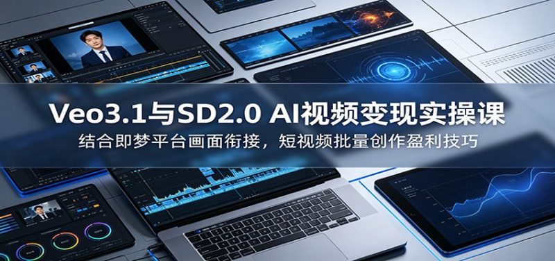 Veo3.1与SD2.0 AI视频变现实操课课：结合即梦平台画面衔接，短视频批量创作盈利技巧万象阁-VIP网课-网赚项目-创业项目-精品资源-技能教程万象阁