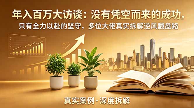 年入百万大访谈-更新：没有凭空而来的成功，只有全力以赴的坚守，多位大佬真实拆解逆风翻盘路万象阁-VIP网课-网赚项目-创业项目-精品资源-技能教程万象阁