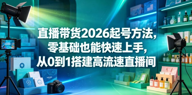 直播带货2026起号方法，零基础也能快速上手，从0到1搭建高流速直播间万象阁-VIP网课-网赚项目-创业项目-精品资源-技能教程万象阁