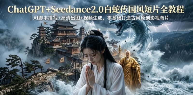 ChatGPT+Seedance2.0白蛇传国风短片全教程｜AI脚本撰写+高清出图+视频生成，零基础打造古风原创影视短片万象阁-VIP网课-网赚项目-创业项目-精品资源-技能教程万象阁