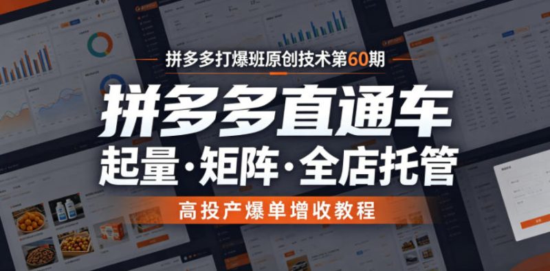 拼多多打爆班原创技术第60期，拼多多直通车，起量・矩阵・全店托管，高投产爆单增收教程万象阁-VIP网课-网赚项目-创业项目-精品资源-技能教程万象阁