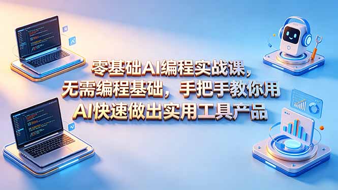 零基础AI编程实战课-更新，无需编程基础，手把手教你用AI快速做出实用工具产品万象阁-VIP网课-网赚项目-创业项目-精品资源-技能教程万象阁