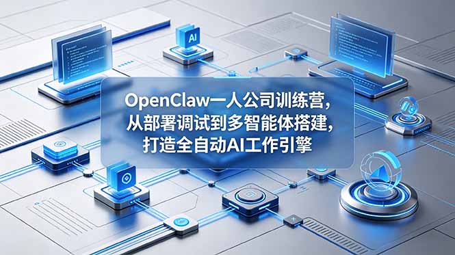 OpenClaw 一人公司训练营，从部署调试到多智能体搭建，打造全自动 AI 工作引擎万象阁-VIP网课-网赚项目-创业项目-精品资源-技能教程万象阁
