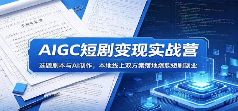 AIGC短剧变现实战营：选题剧本与AI制作，本地线上双方案落地爆款短剧副业万象阁-VIP网课-网赚项目-创业项目-精品资源-技能教程万象阁