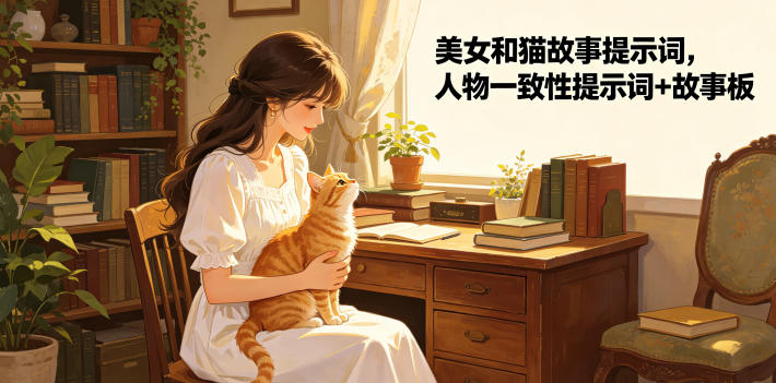美女和猫故事提示词，人物一致性提示词+故事板万象阁-VIP网课-网赚项目-创业项目-精品资源-技能教程万象阁