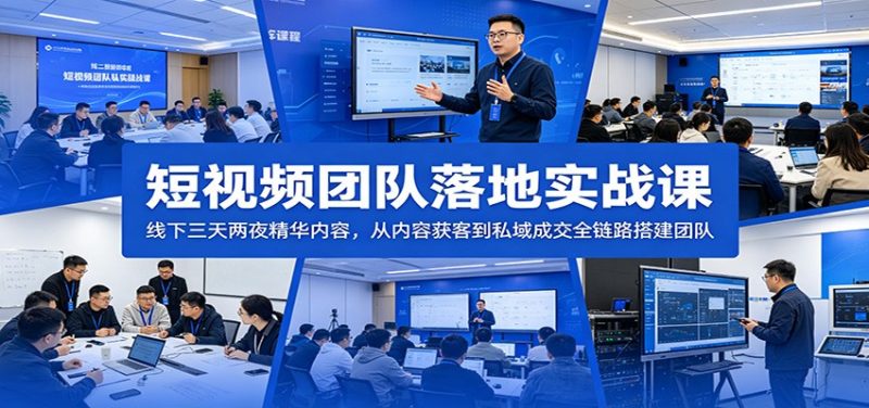 短视频团队落地实战课：线下三天两夜精华内容，从内容获客到私域成交全链路搭建团队万象阁-VIP网课-网赚项目-创业项目-精品资源-技能教程万象阁