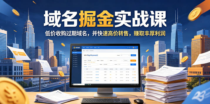 域名交易掘金实战课，低价收购过期域名，并快速高价转售，賺取丰厚利润【原创双语字幕】万象阁-VIP网课-网赚项目-创业项目-精品资源-技能教程万象阁