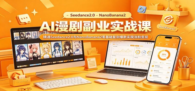 AI漫剧副业实战课：精通Seedance2.0与NanoBanana2零基础复刻爆款实现涨粉变现万象阁-VIP网课-网赚项目-创业项目-精品资源-技能教程万象阁