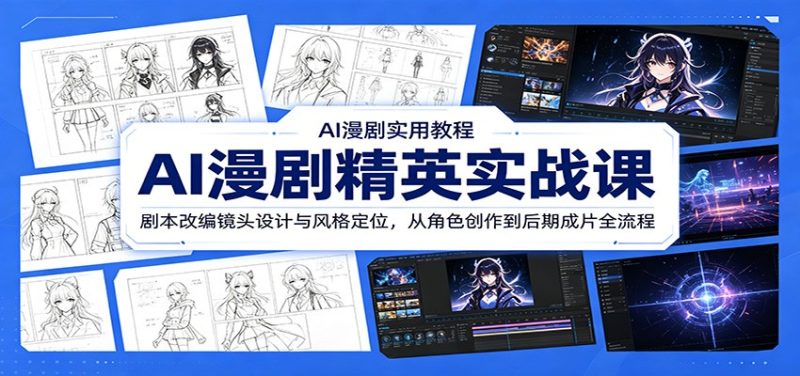 AI漫剧精英实战课：剧本改编镜头设计与风格定位，从角色创作到后期成片全流程万象阁-VIP网课-网赚项目-创业项目-精品资源-技能教程万象阁