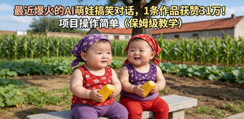 最近爆火的AI萌娃搞笑对话，1条作品获赞31W，项目操作简单(保姆级教学)万象阁-VIP网课-网赚项目-创业项目-精品资源-技能教程万象阁