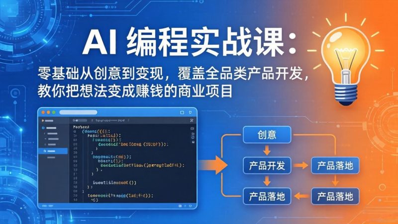AI编程实战课-第三期-6月更新：零基础从创意到变现，覆盖全品类产品开发，把想法变成赚钱项目万象阁-VIP网课-网赚项目-创业项目-精品资源-技能教程万象阁