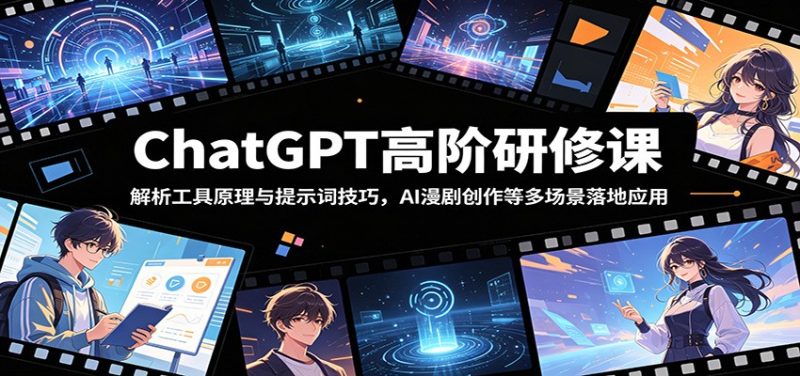 ChatGPT高阶研修课：解析工具原理与提示词技巧，AI漫剧创作等多场景落地应用万象阁-VIP网课-网赚项目-创业项目-精品资源-技能教程万象阁