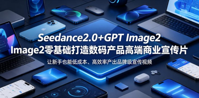 Seedance2.0+GPT Image2零基础打造数码产品高端商业宣传片，让新手也能低成本、高效率产出品牌级宣传视频万象阁-VIP网课-网赚项目-创业项目-精品资源-技能教程万象阁