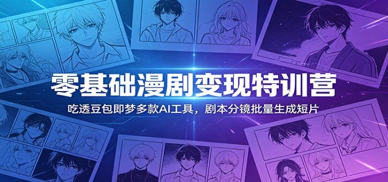 零基础漫剧变现特训营：玩转豆包即梦多款AI工具，剧本分镜批量生成短片万象阁-VIP网课-网赚项目-创业项目-精品资源-技能教程万象阁
