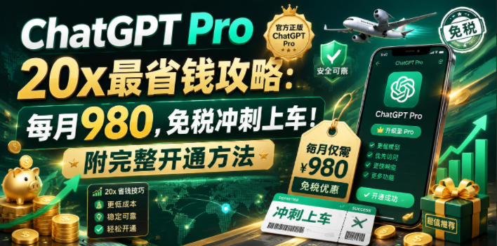 ChatGPT Pro 20x最省钱攻略：每月980，免税冲刺上车！附完整开通方法【文档】万象阁-VIP网课-网赚项目-创业项目-精品资源-技能教程万象阁