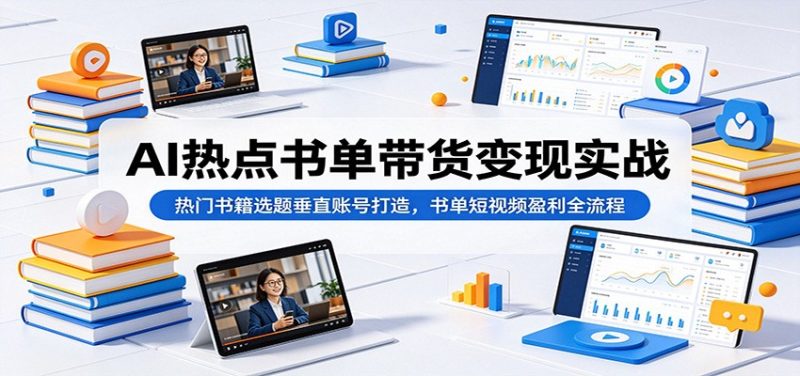AI热点书单带货变现实战：热门书籍选题垂直账号打造，书单短视频盈利全流程万象阁-VIP网课-网赚项目-创业项目-精品资源-技能教程万象阁