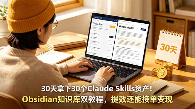 30天拿下30个Claude Skills资产！Obsidian知识库双教程，提效还能接单变现万象阁-VIP网课-网赚项目-创业项目-精品资源-技能教程万象阁