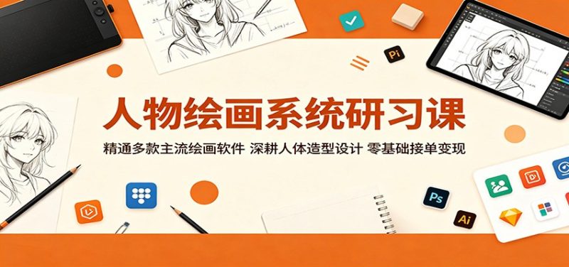人物绘画系统研习课：精通多款主流绘画软件，深耕人体造型设计，零基础接单变现万象阁-VIP网课-网赚项目-创业项目-精品资源-技能教程万象阁