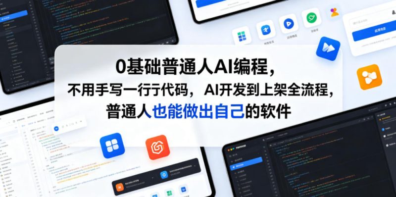 0基础普通人AI编程，不用手写一行代码，AI开发到上架全流程，普通人也能做出自己的软件万象阁-VIP网课-网赚项目-创业项目-精品资源-技能教程万象阁
