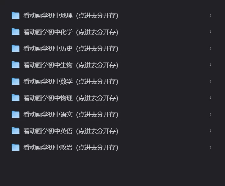 初中全套动画视频，数学、英语、物理、地理、政治、历史、化学、语文、生物九科全覆盖