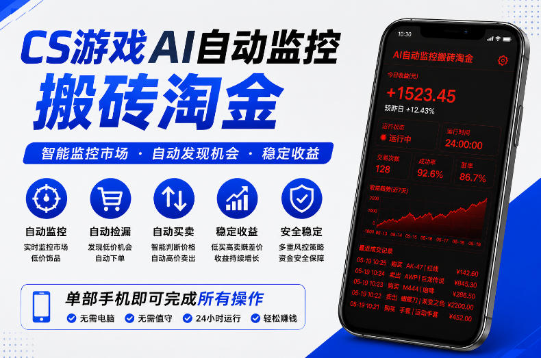 CS游戏AI自动监控搬砖淘金，稳定运行多年，支持任何形式验证，日入300+【揭秘】万象阁-VIP网课-网赚项目-创业项目-精品资源-技能教程万象阁