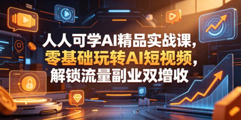 人人可学AI精品实战课，零基础玩转AI短视频，解锁流量副业双增收万象阁-VIP网课-网赚项目-创业项目-精品资源-技能教程万象阁