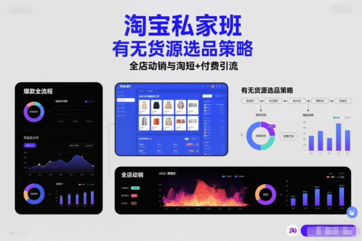 淘宝私家班，有无货源选品策略，高成功率爆款全流程打法，全店动销与淘短+付费引流(更新2026年6月1日)万象阁-VIP网课-网赚项目-创业项目-精品资源-技能教程万象阁