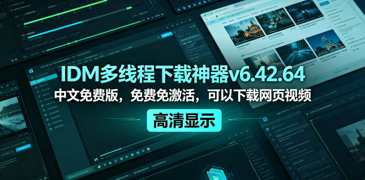 IDM多线程下载神器v6.42.64中文免费版，免费免激活，可以下载网页视频(例如飞书文档内的视频)万象阁-VIP网课-网赚项目-创业项目-精品资源-技能教程万象阁