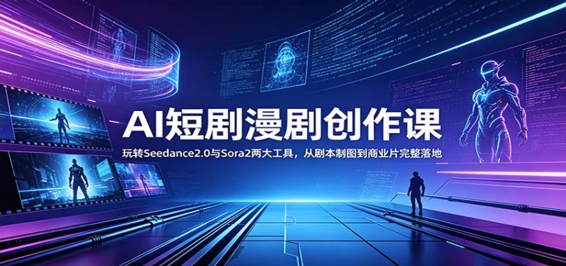 AI短剧漫剧创作课：玩转Seedance2.0与 Sora2两大工具，从剧本制图到商业片完整落地万象阁-VIP网课-网赚项目-创业项目-精品资源-技能教程万象阁