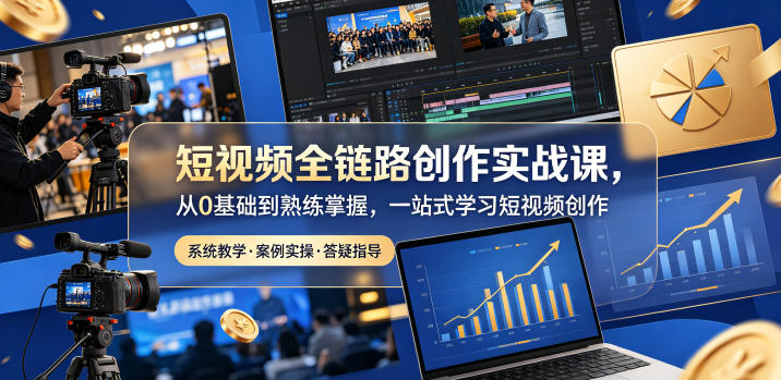 短视频全链路创作实战课，从0基础到熟练掌握，一站式学习短视频创作万象阁-VIP网课-网赚项目-创业项目-精品资源-技能教程万象阁