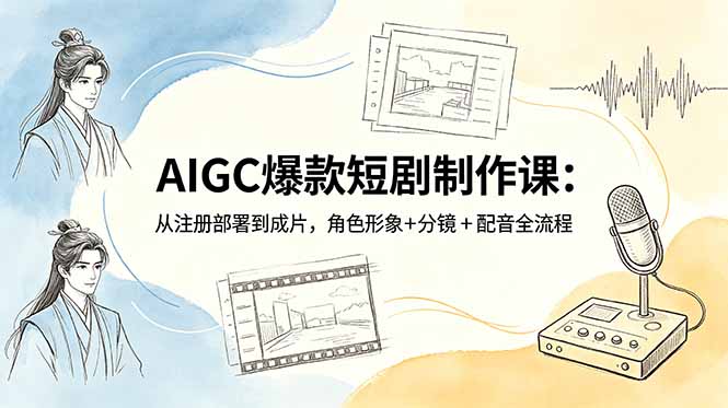 AIGC爆款短剧制作课：从注册部署到成片，角色形象+分镜+配音全流程万象阁-VIP网课-网赚项目-创业项目-精品资源-技能教程万象阁