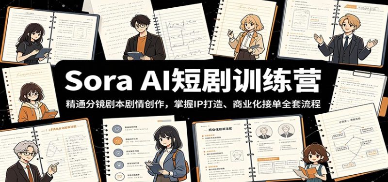 Sora AI短剧训练营：精通分镜剧本剧情创作，掌握IP打造、商业化接单全套流程万象阁-VIP网课-网赚项目-创业项目-精品资源-技能教程万象阁