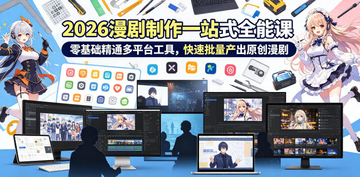 2026 AI漫剧制作一站式全能课，零基础精通多平台工具，快速批量产出原创漫剧万象阁-VIP网课-网赚项目-创业项目-精品资源-技能教程万象阁
