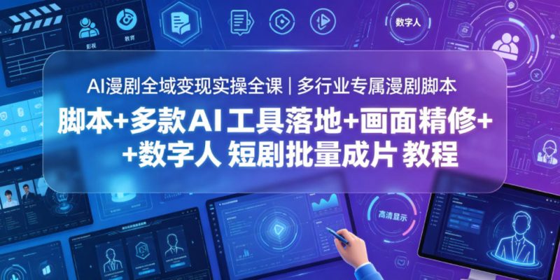 AI漫剧全域变现实操全课｜多行业专属漫剧脚本+多款AI工具落地+画面精修+数字人短剧批量成片全教程万象阁-VIP网课-网赚项目-创业项目-精品资源-技能教程万象阁