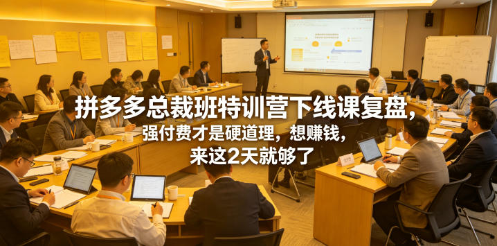 拼多多总裁班特训营下线课复盘，强付费才是硬道理，想賺钱，来这2天就够了万象阁-VIP网课-网赚项目-创业项目-精品资源-技能教程万象阁