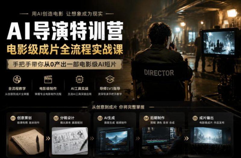 AI导演特训营，电影级成片全流程实战课，手把手带你从0产出一部电影级AI短片万象阁-VIP网课-网赚项目-创业项目-精品资源-技能教程万象阁