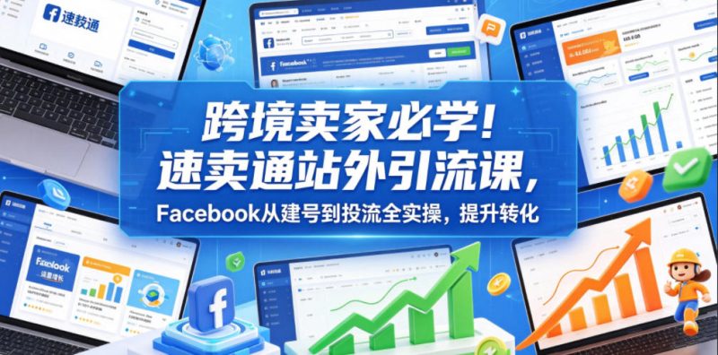 跨境卖家必学！速卖通站外引流课，Facebook从建号到投流全实操，提升转化万象阁-VIP网课-网赚项目-创业项目-精品资源-技能教程万象阁