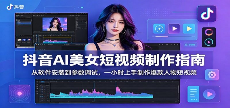 抖音AI美女短视频制作指南：从软件安装到参数调试，一小时上手制作爆款人物短视频万象阁-VIP网课-网赚项目-创业项目-精品资源-技能教程万象阁