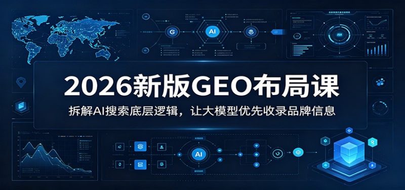 2026新版GEO布局课：拆解AI搜索底层逻辑，让大模型优先收录品牌信息万象阁-VIP网课-网赚项目-创业项目-精品资源-技能教程万象阁