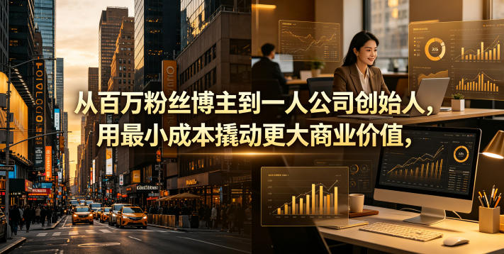 从百万粉丝博主到一人公司创始人，用最小成本撬动更大商业价值万象阁-VIP网课-网赚项目-创业项目-精品资源-技能教程万象阁