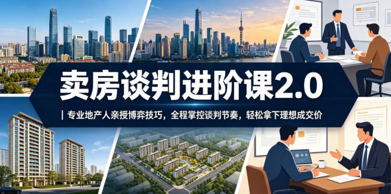 卖房谈判进阶课2.0｜专业地产人亲授博弈技巧，全程掌控谈判节奏，轻松拿下理想成交价万象阁-VIP网课-网赚项目-创业项目-精品资源-技能教程万象阁