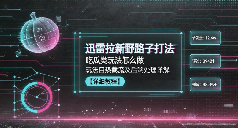 迅雷拉新野路子打法，吃瓜类玩法怎么做，玩法自热截流及后端处理详解万象阁-VIP网课-网赚项目-创业项目-精品资源-技能教程万象阁