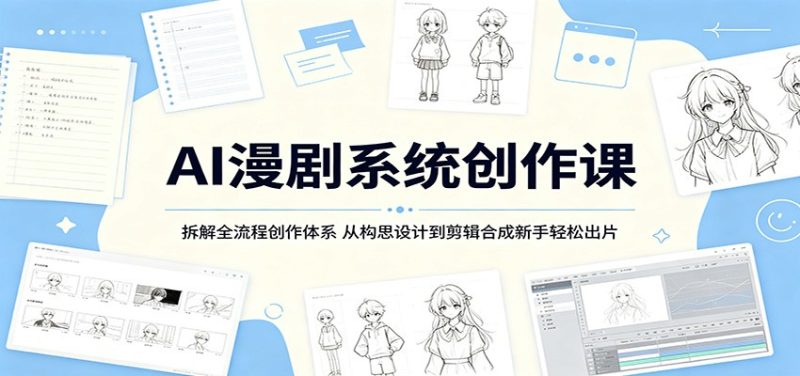 AI漫剧系统创作课：拆解全流程创作体系，从构思设计到剪辑合成新手轻松出片万象阁-VIP网课-网赚项目-创业项目-精品资源-技能教程万象阁