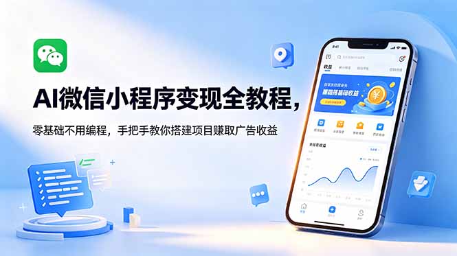 AI微信小程序变现全教程，零基础不用编程，手把手教你搭建项目赚取广告收益万象阁-VIP网课-网赚项目-创业项目-精品资源-技能教程万象阁
